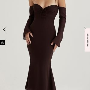 Naomi espresso halter midi dress